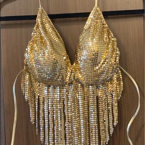 Glamorous GOLD sequinned halter top